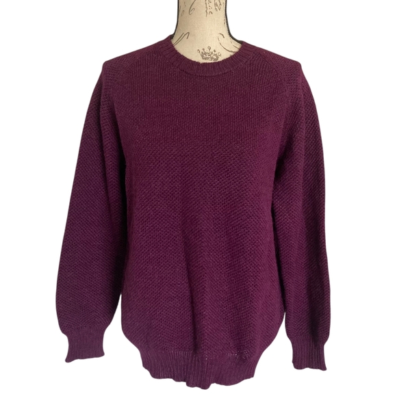 Peruvian Connection 100% Alpaca wool crew neck sweater Burgundy Peru Handmade - Picture 1 of 13